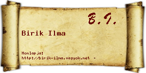 Birik Ilma névjegykártya